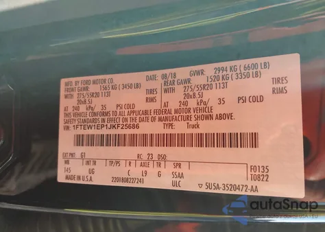 2018 Ford F-150 Xlt from USA, damaged, VIN 1FTEW1EP1JKF25686